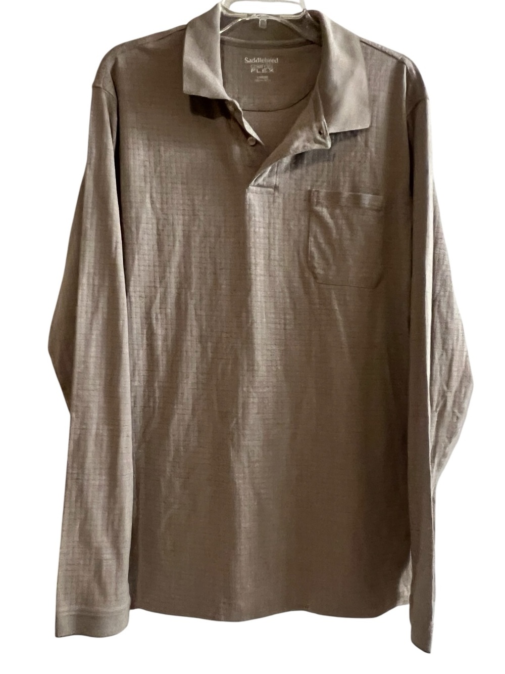 Saddlebred Comfort Flex Long Sleeve Polo Shirt Large Beige